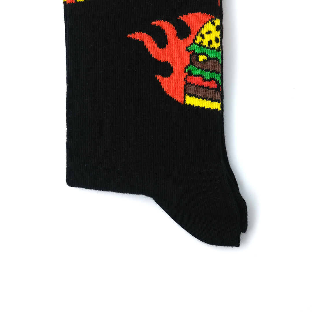 Flaming Burger Sock