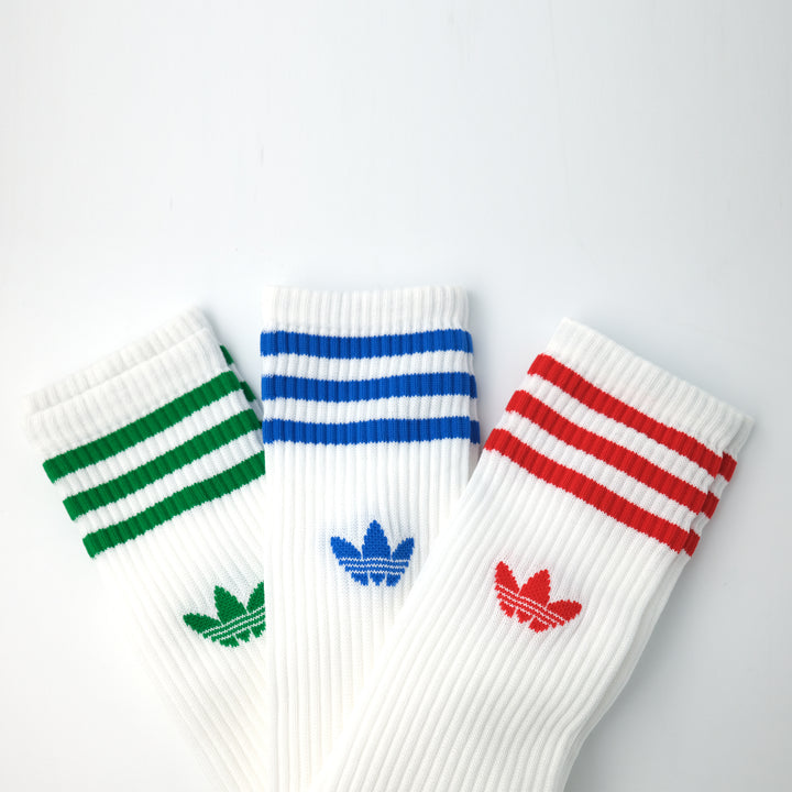 adidas Originals SOLID CREW SOCK ソリッドクルーソックス 3PACK WHITE/BETTER SCARLET/BLUE/GREEN