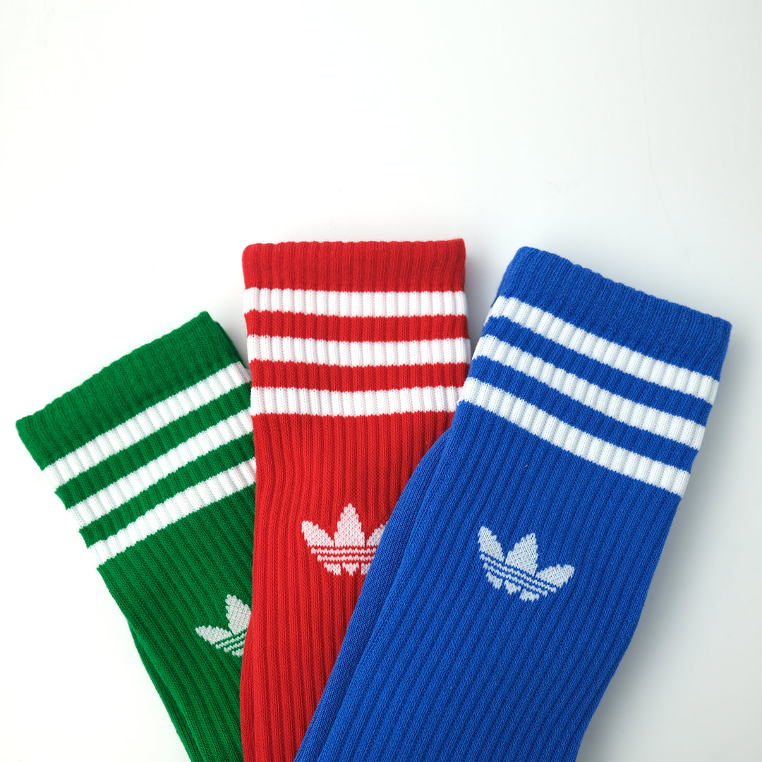 adidas Originals SOLID CREW SOCK ソリッドクルーソックス 3PACK BLUE/RED/GREEN