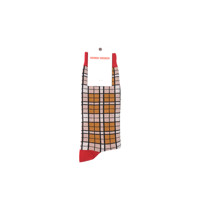 Find Socks Homme Orange Shade Red Checks