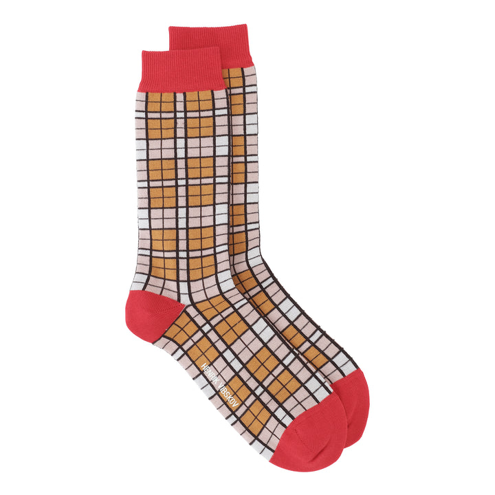 Find Socks Homme Orange Shade Red Checks