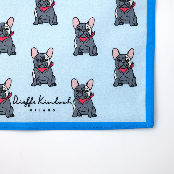 ORIGINAL "FRENCH BULLDOG" コットン ハンカチーフ（クラシック） LIGHT BLUE