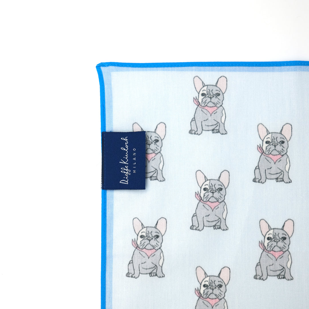 ORIGINAL "FRENCH BULLDOG" コットン ハンカチーフ（クラシック） LIGHT BLUE