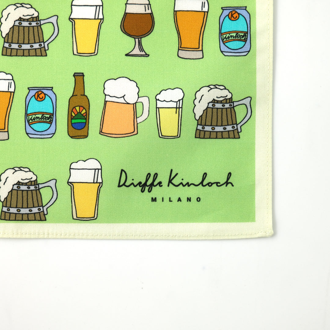 AMSTERDAM "BEER ALL OVER" コットン ハンカチーフ（クラシック） LIGHT GREEN