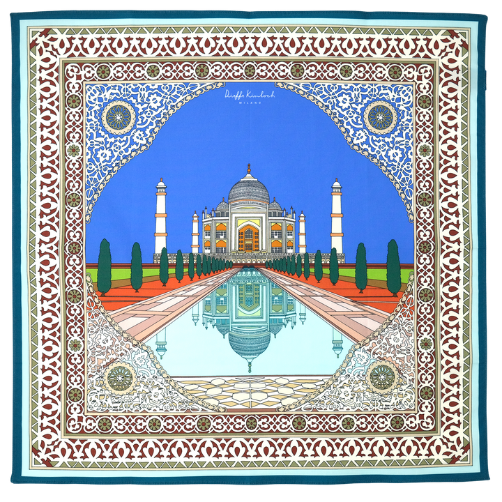 INDIA "Taj Mahal" コットン ハンカチーフ（クラシック） BLUE