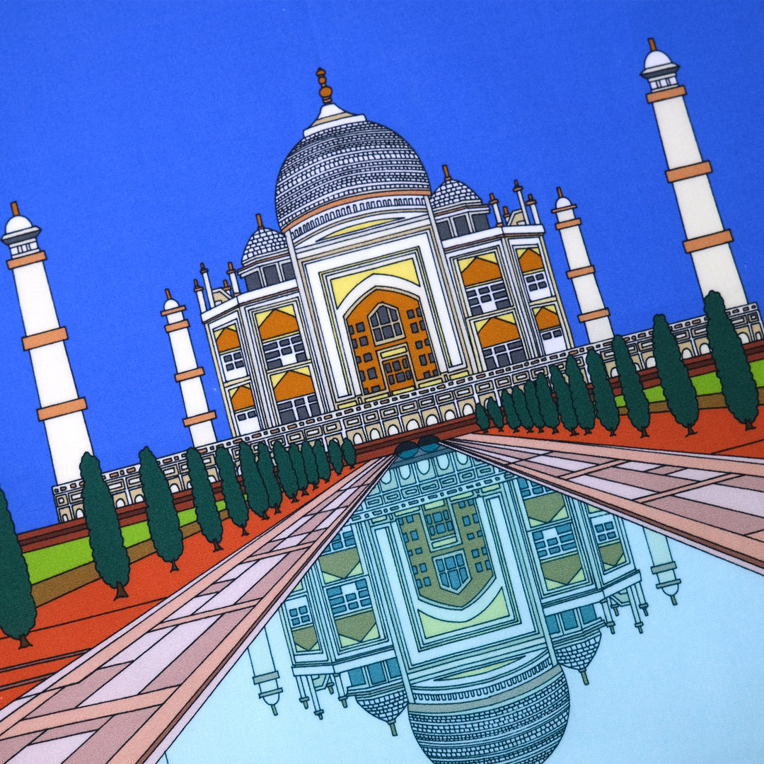 INDIA "Taj Mahal" コットン ハンカチーフ（クラシック） BLUE