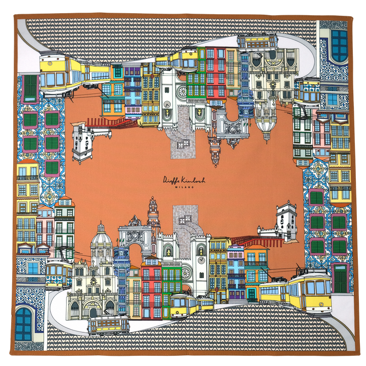 PORTUGAL "LISBONA" コットン ハンカチーフ（クラシック） ORANGE