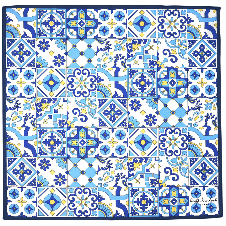 PORTUGAL "AZULEJOS" コットン ハンカチーフ（クラシック） BLUE