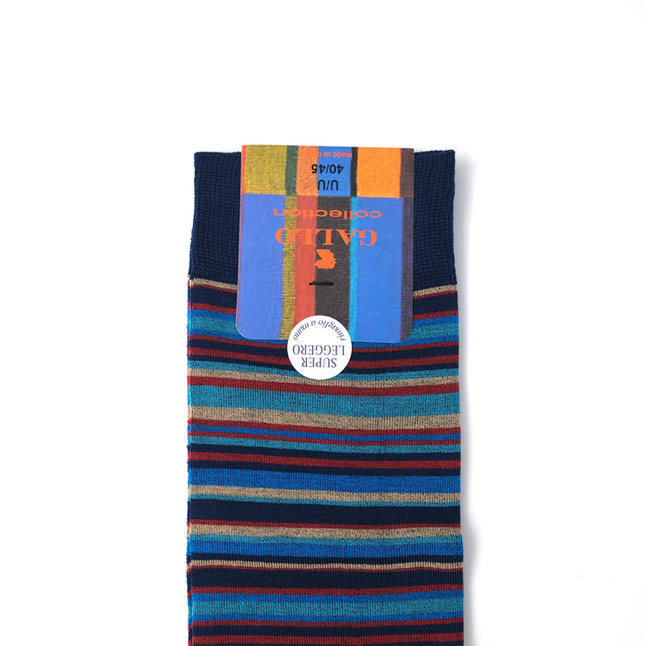 ストライプ コットン ロングホーズ ROYAL/CARMINIO