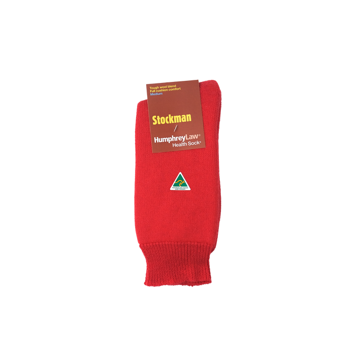 STOCKMAN 77% WOOL CUSHION HEALTH SOCK RED