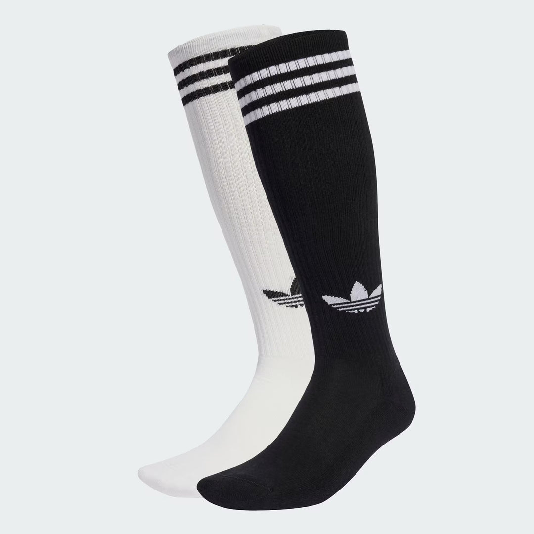 adidas Originals 3 STRIPES KNEE SOCKS 2 PAIRS WHITE/ BLACK
