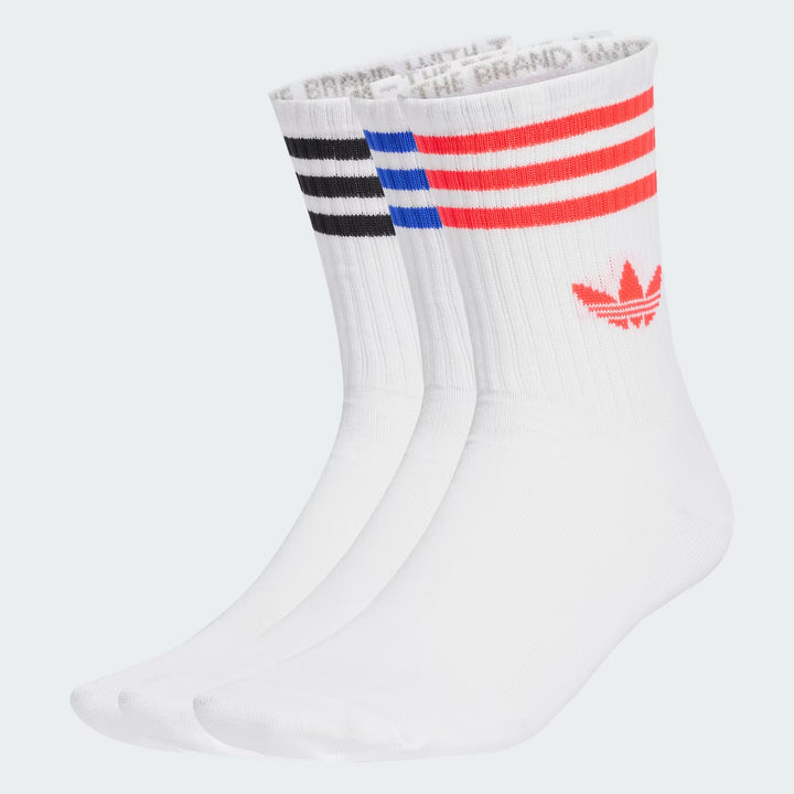 adidas Originals  3S CREW S 3P スリーストライプス クルーソックス 3PACK WHITE/LUCID RED/LUCID BLUE