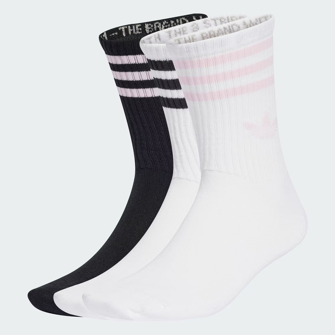 adidas Originals  3S CREW S 3P スリーストライプス クルーソックス 3PACK WHITE/BLACK/CLEAR PINK