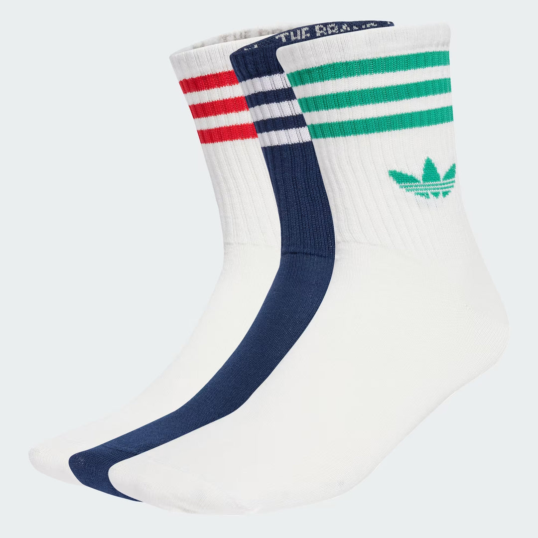 adidas Originals  3S CREW S 3P スリーストライプス クルーソックス 3PACK WHITE/NIGHT INDIGO/WHITE