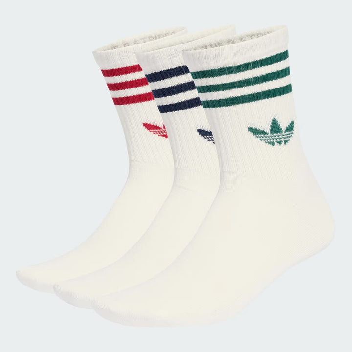 adidas Originals 3 STRIPES CREW SOCKS 3 PAIRS NIGHT INDIGO/ TEAM VICTORY RED/ COLLEGE GREEN