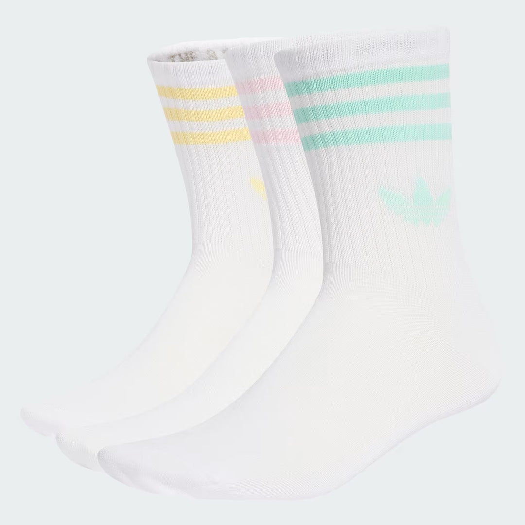 adidas Originals 3 STRIPES CREW SOCKS 3 PAIRS WHITE/ CLEAR PINK/ CLEAR MINT/ ALMOST YELLOW