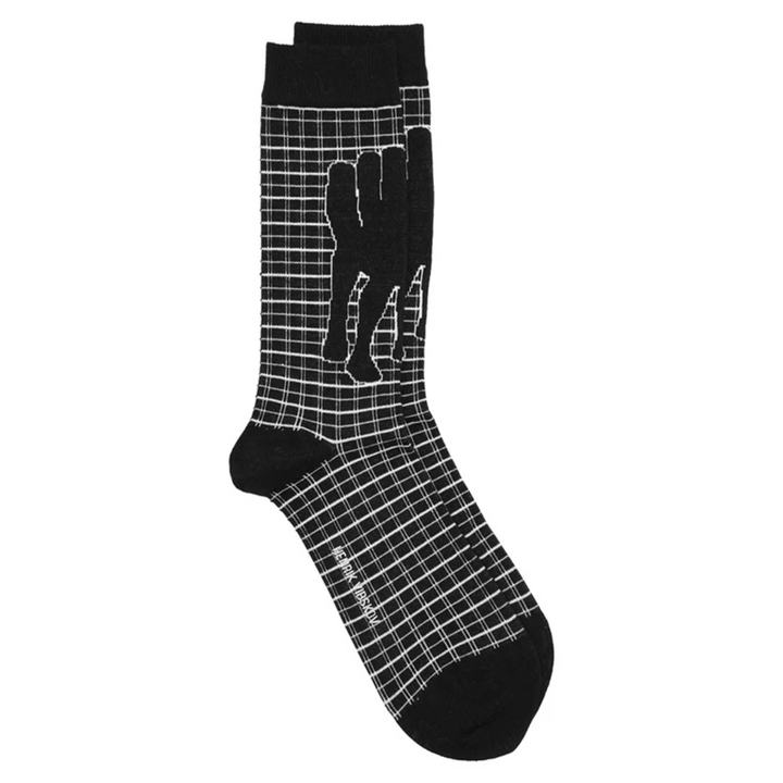 Handfeet Chair Socks Homme Black Chair White Checks