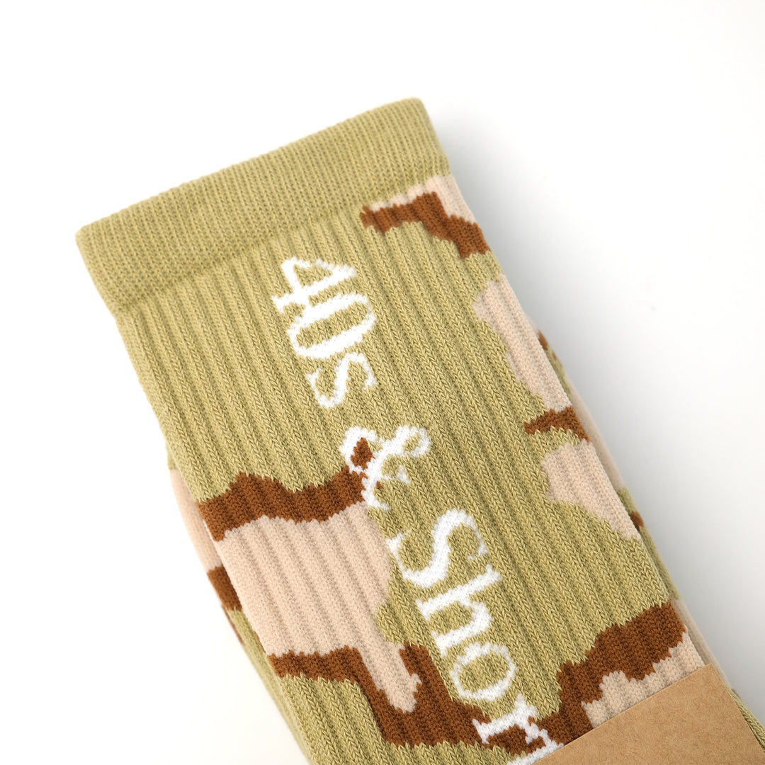 DESERT CAMO TEXT LOGO SOCKS TAN