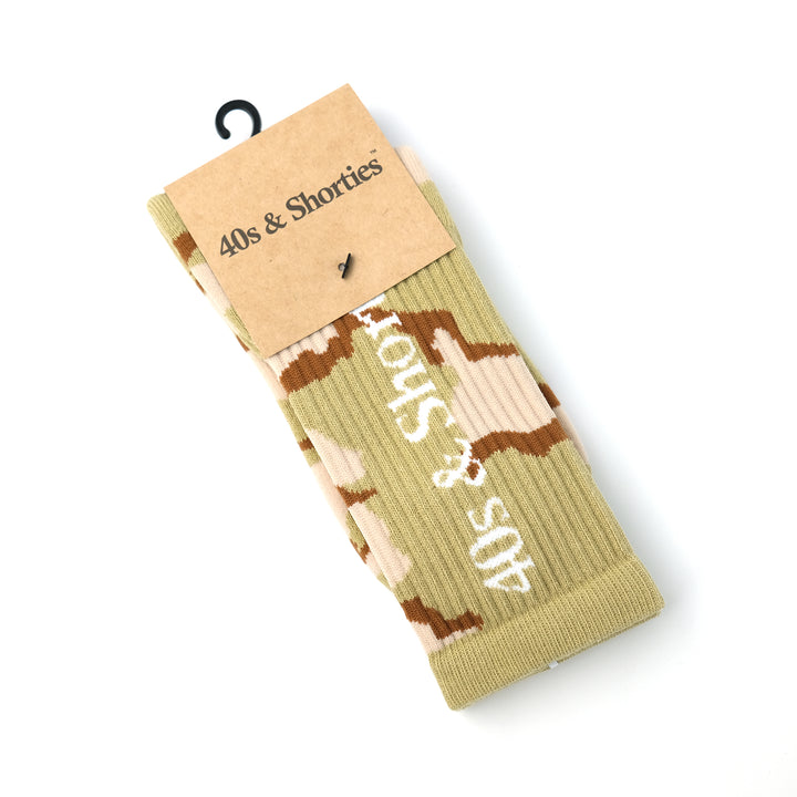 DESERT CAMO TEXT LOGO SOCKS TAN