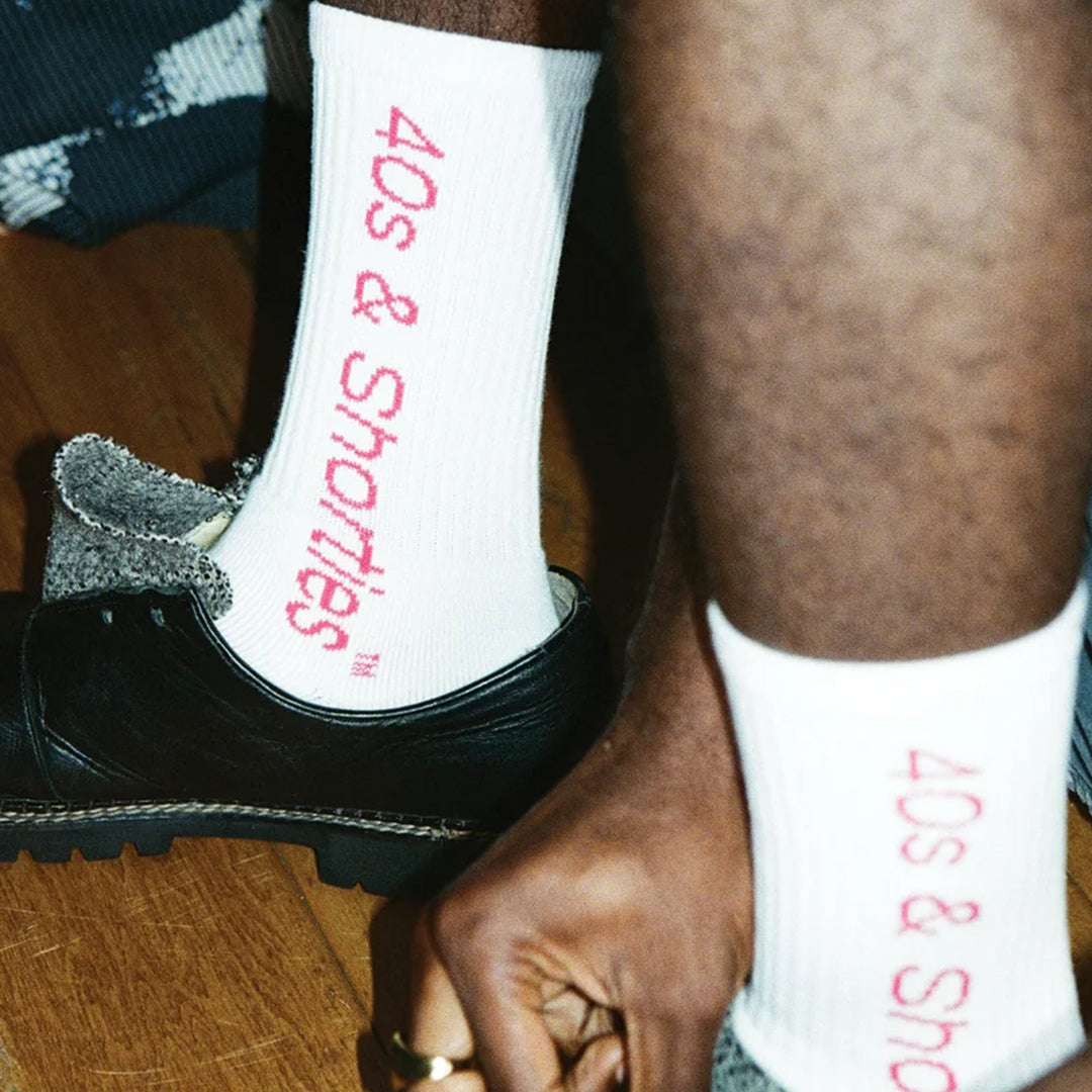 SLIM TEXT LOGO SOCKS WHITE