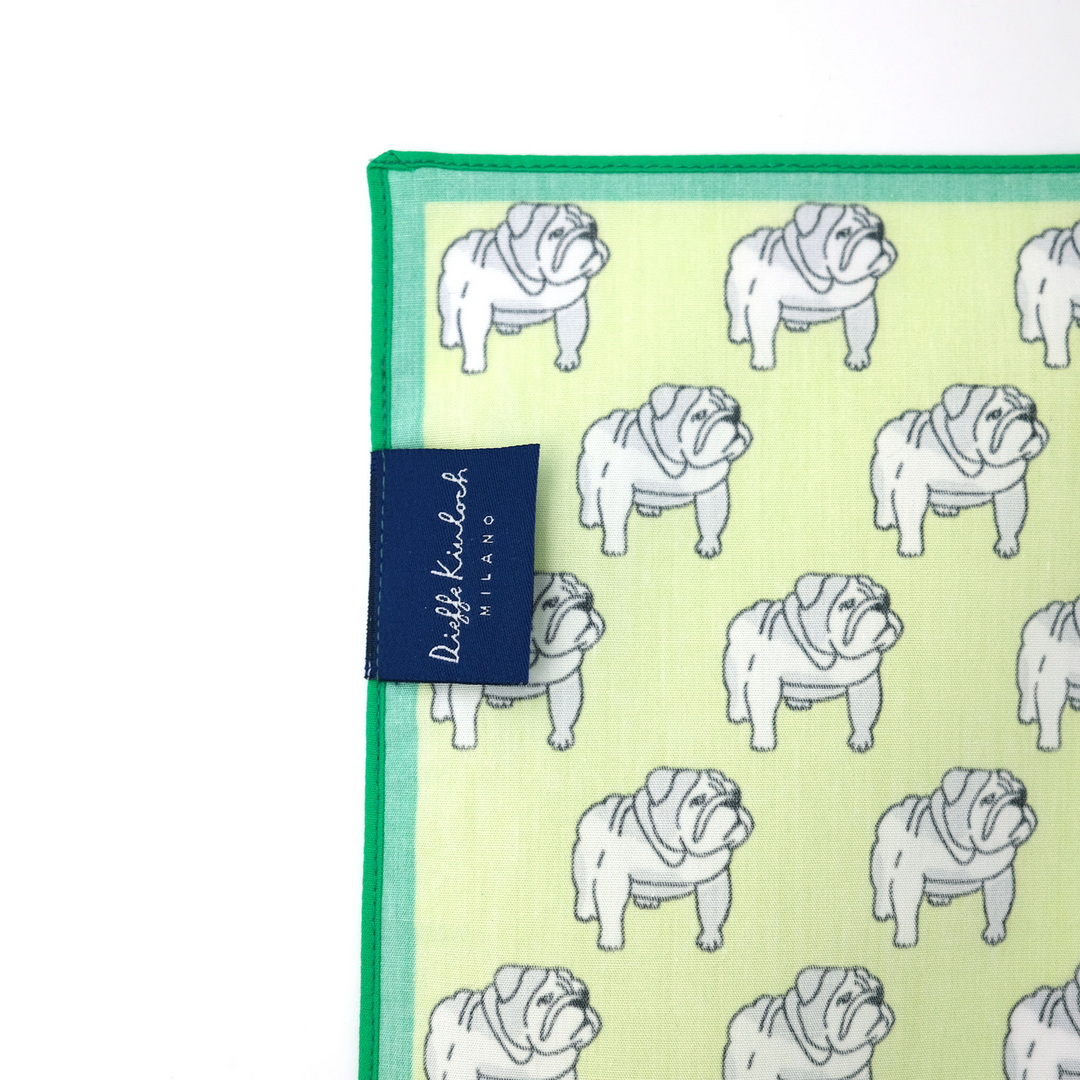 LONDON "BULLDOG ALL OVER" コットン ハンカチーフ (クラシック) LIGTH GREEN×GREEN