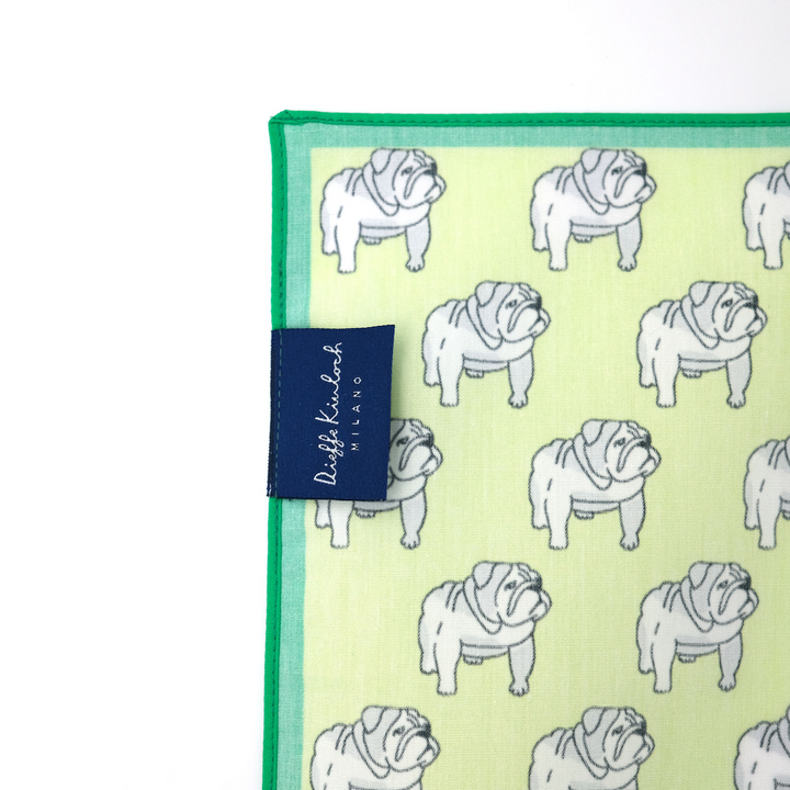 LONDON "BULLDOG ALL OVER" コットン ハンカチーフ (クラシック) LIGTH GREEN×GREEN