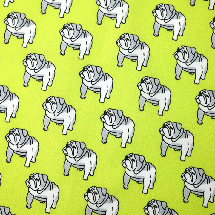 LONDON "BULLDOG ALL OVER" コットン ハンカチーフ (クラシック) LIGTH GREEN×GREEN