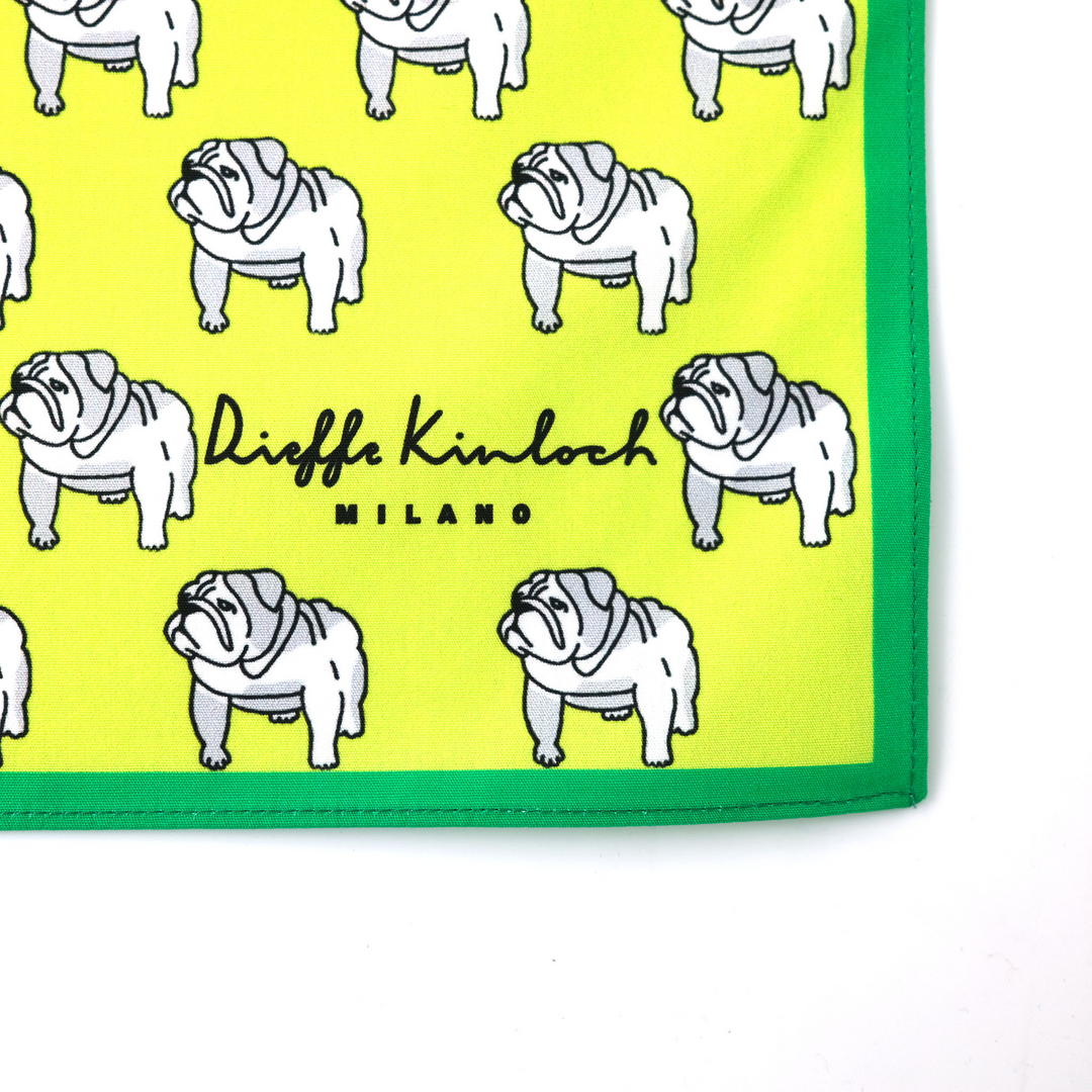 LONDON "BULLDOG ALL OVER" コットン ハンカチーフ (クラシック) LIGTH GREEN×GREEN