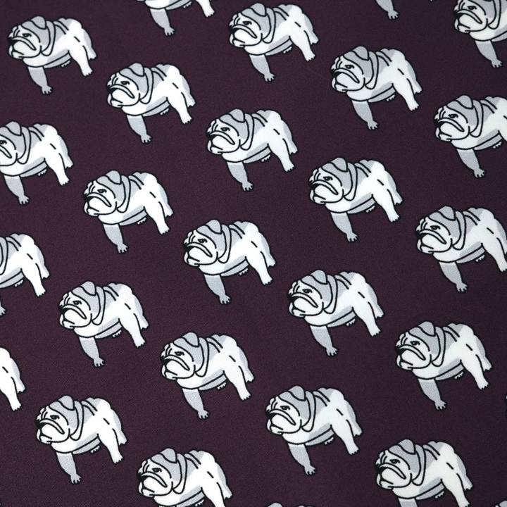 LONDON "BULLDOG ALL OVER" コットン ハンカチーフ (クラシック) DARK PURPLE×WHITE
