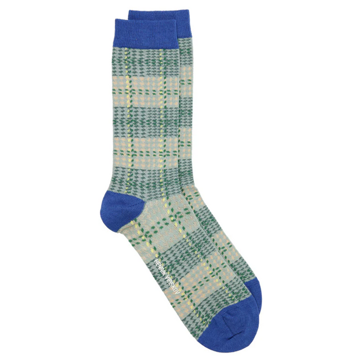 Blurry Stripes Socks Homme Grey Blue Yellow Checks