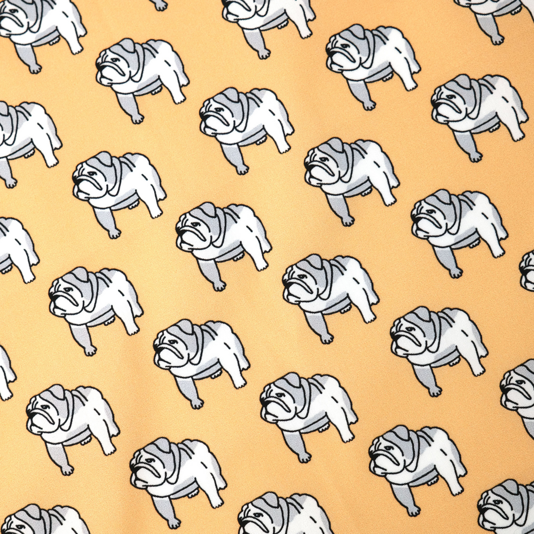 LONDON "BULLDOG ALL OVER" コットン ハンカチーフ (クラシック) BEIGE×EMERALD