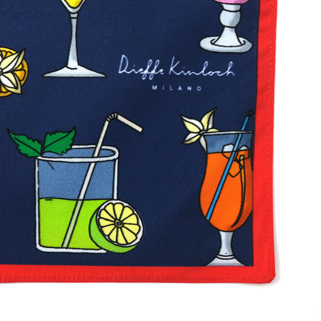 CUBA "COCKTAILS ALL OVER" コットン ハンカチーフ（クラシック） NAVY