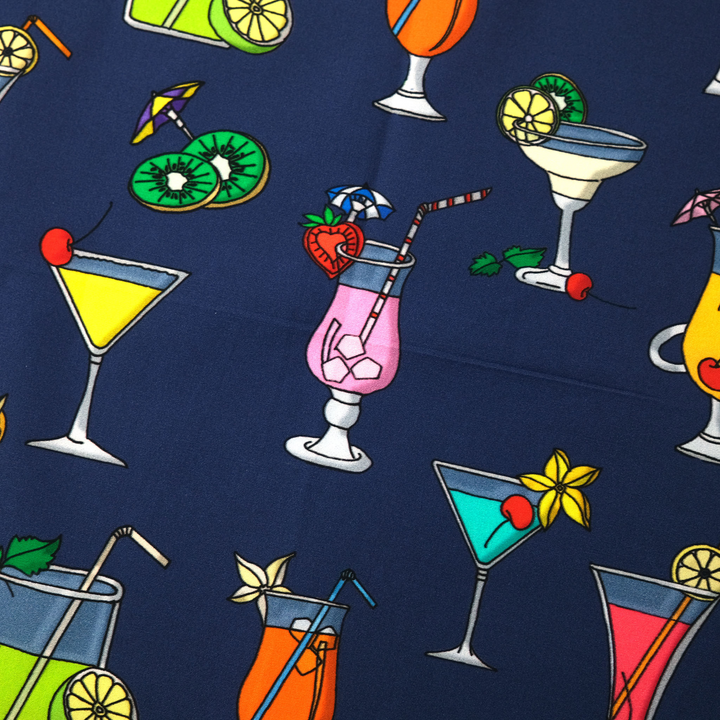 CUBA "COCKTAILS ALL OVER" コットン ハンカチーフ（クラシック） NAVY