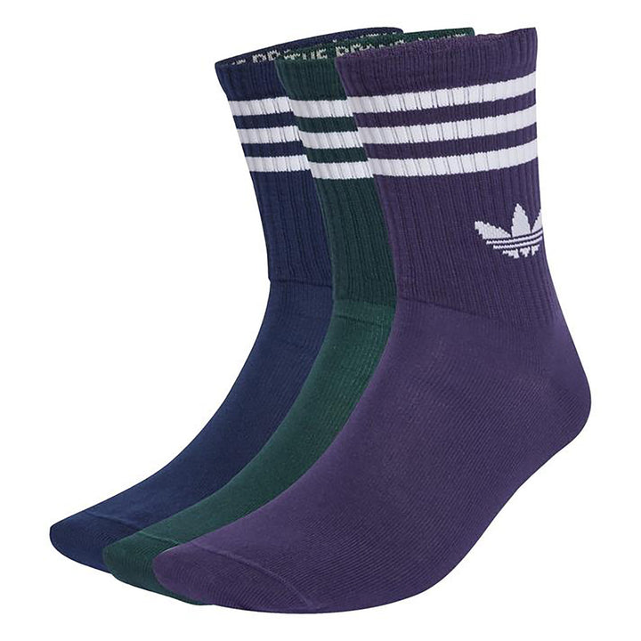 adidas Originals  3S CREW S 3P スリーストライプス クルーソックス 3PACK NIGHT INDIGO/AURORA IVY/AURORA PLUM