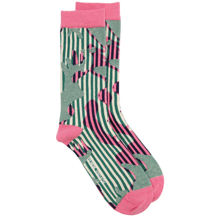 Handsome Hands Socks Femme Pink Green Handsome Grid