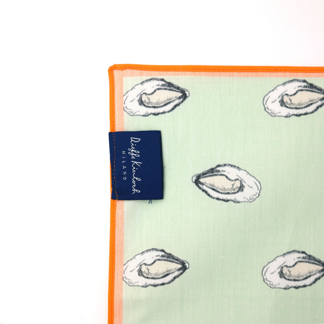 PARIS "OSTRICHE E CHAMPAGNE" コットン ハンカチーフ（クラシック） LIGHT GREEN