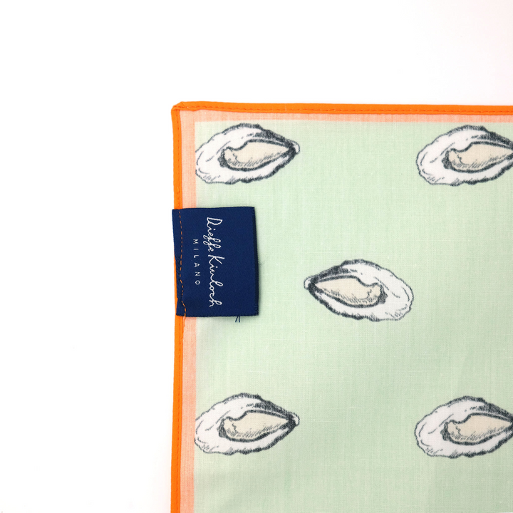 PARIS "OSTRICHE E CHAMPAGNE" コットン ハンカチーフ（クラシック） LIGHT GREEN
