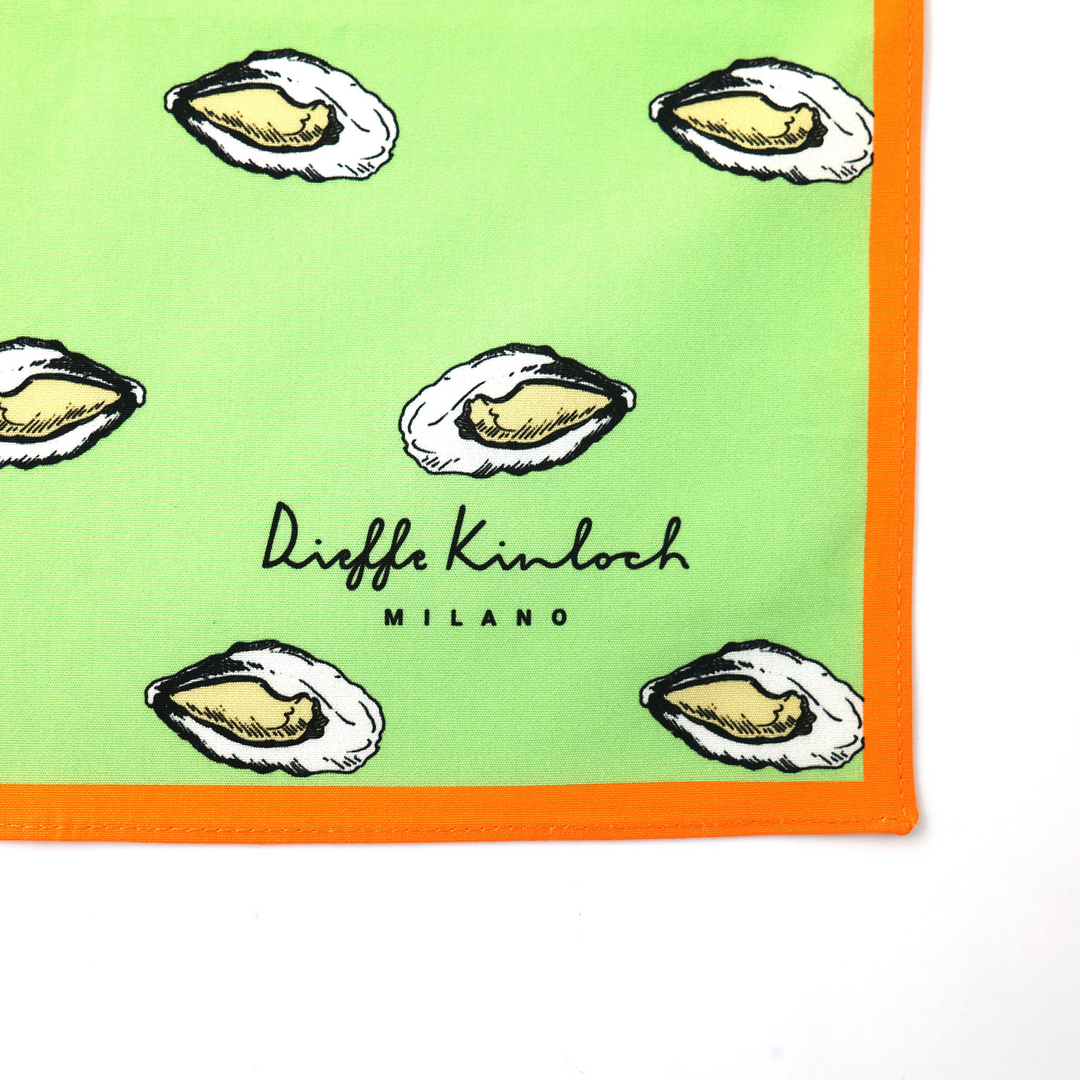 PARIS "OSTRICHE E CHAMPAGNE" コットン ハンカチーフ（クラシック） LIGHT GREEN