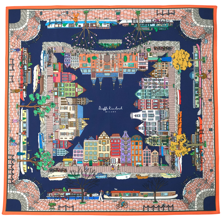 AMSTERDAM "AMSTERDAM2" コットン ハンカチーフ (クラシック) NAVY