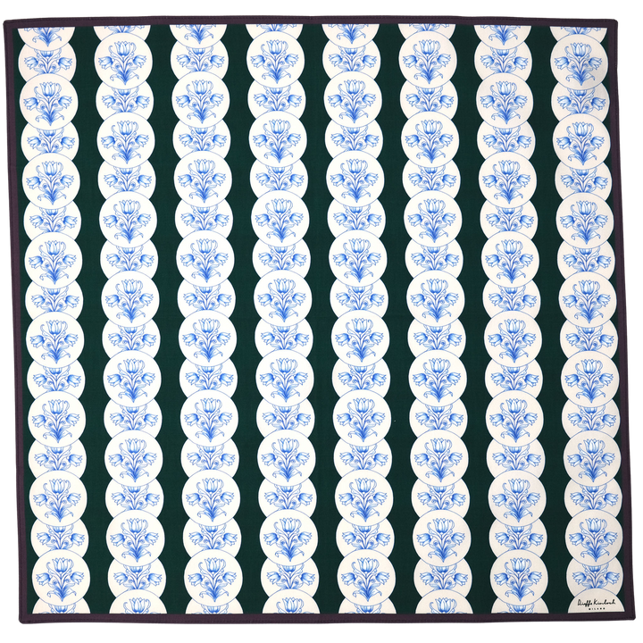 AMSTERDAM "AMSTERDAM – FLOWER TILES" コットン ハンカチーフ（クラシック） DARK GREEN