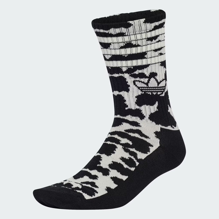 adidas Originals ANIMAL PRINT CREW SOCK 2 PAIRS OFF WHITE/ BLACK