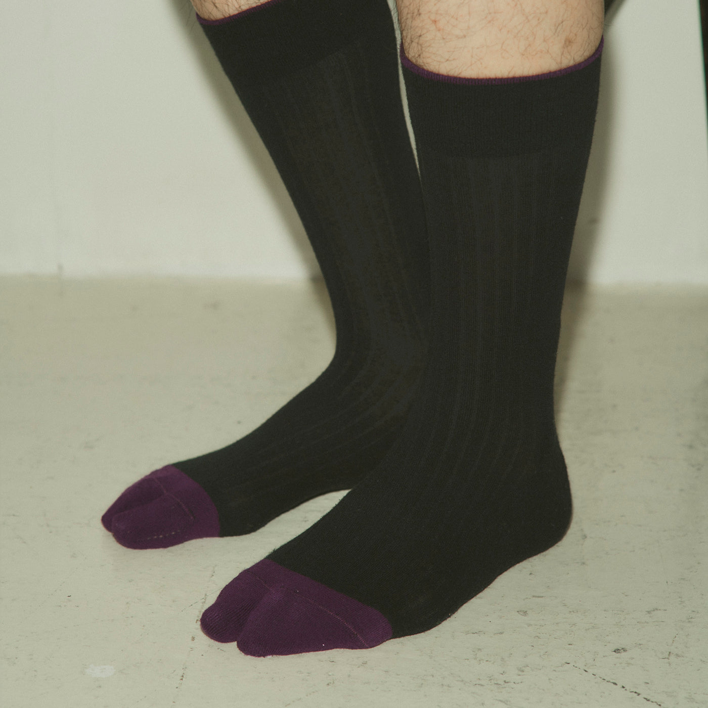 BICOLOR RIB SOCKS MENS BLACK