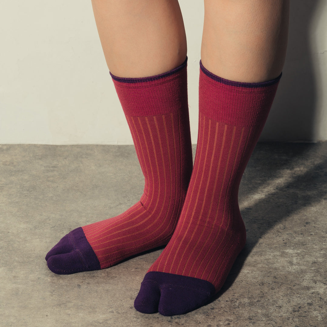 BICOLOR RIB SOCKS WOMENS D.PINK