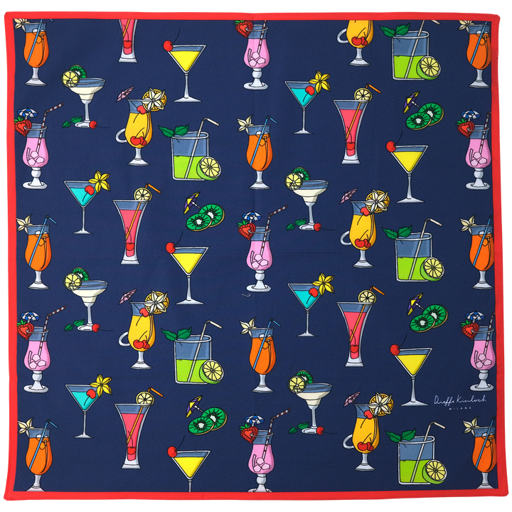 CUBA "COCKTAILS ALL OVER" コットン ハンカチーフ（クラシック） NAVY