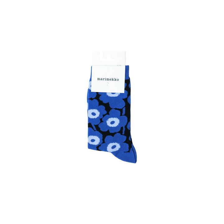 Linjaus Unikko socks ダークブルー×ブラック