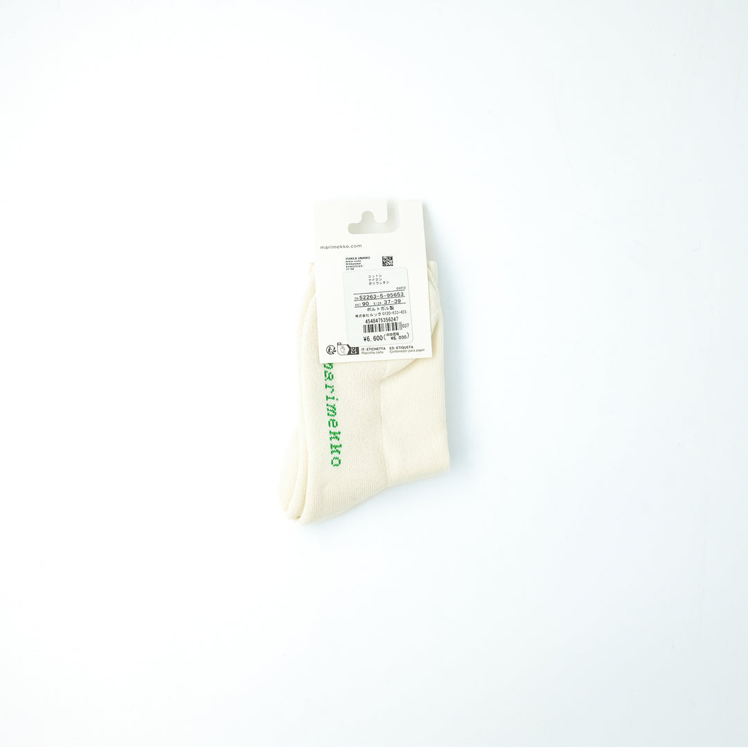 Puikea Unikko socks オフホワイト×ダークグリーン