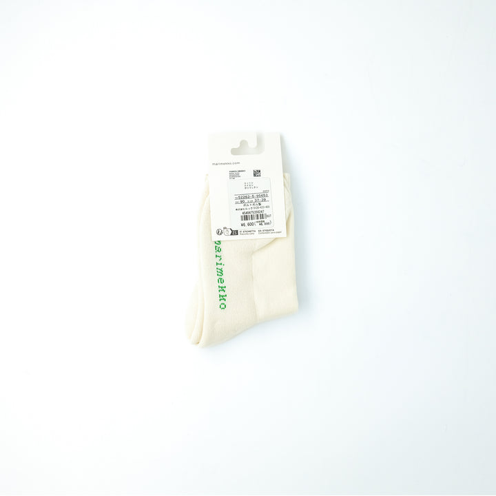 Puikea Unikko socks オフホワイト×ダークグリーン