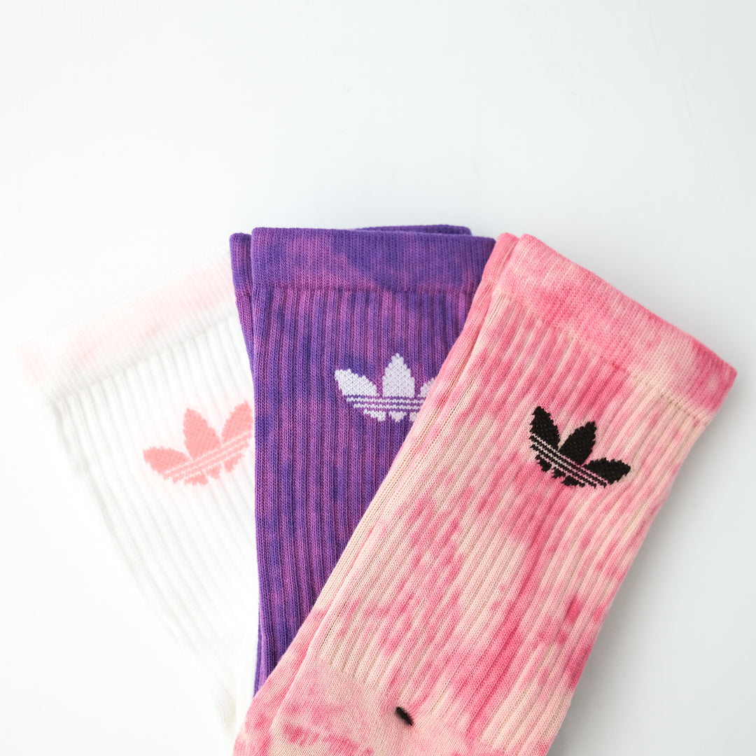 adidas Originals TIE DYE CREW SOCKS 3PACK  BLUSH PINK/PURPLE RUSH/WHITE