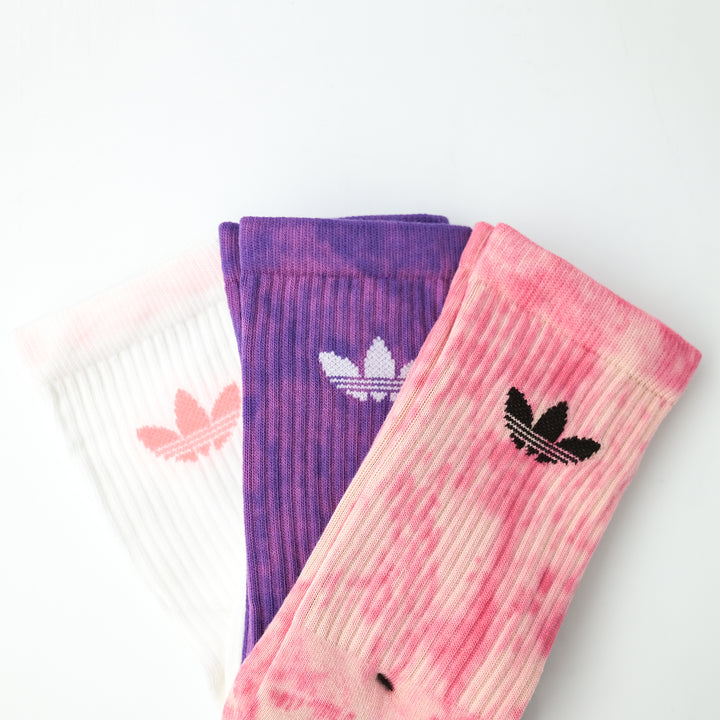 adidas Originals TIE DYE CREW SOCKS 3PACK  BLUSH PINK/PURPLE RUSH/WHITE