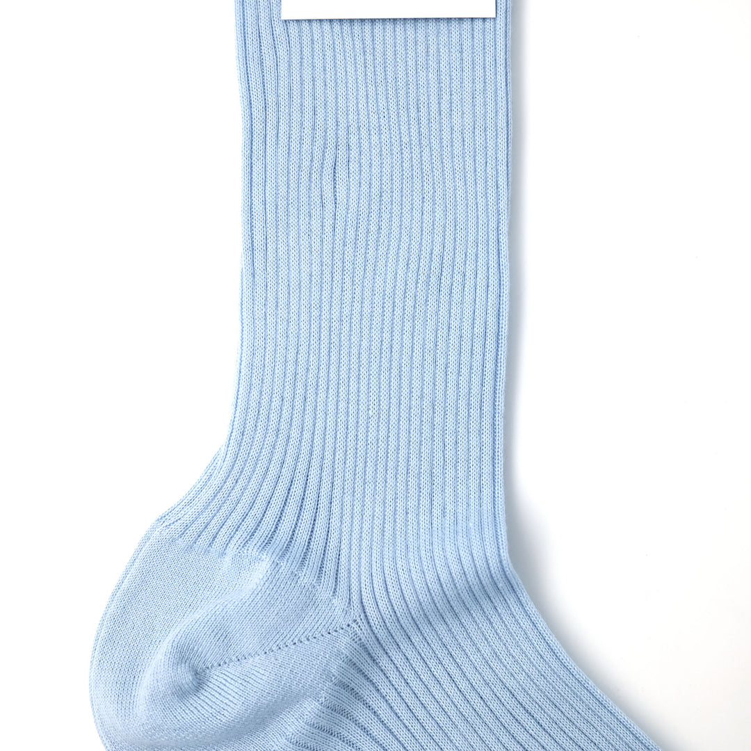 【WOMENS】ORGANIC COTTON RIB SHORT SOCKS LIGHT BLUE（21cm丈）